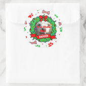 Hunde Foto Weihnachtsfeuer Muster Runder Aufkleber (Tasche)