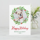 Hunde Foto Weihnachtskranz Feiertagskarte (Stehend Vorderseite)