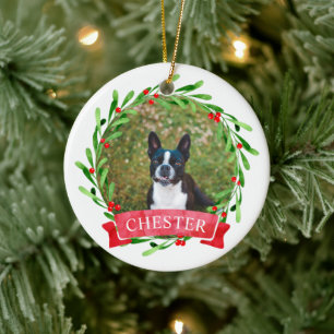 Hunde Foto Weihnachtskranz Keramik Ornament