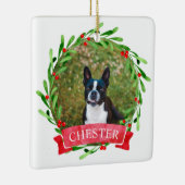 Hunde Foto Weihnachtskranz Keramikornament (Rechts)
