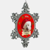 Hunde Foto Weihnachtsschmuck im Snowflake Schneeflocken Zinn-Ornament (Links)