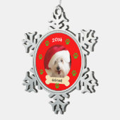 Hunde Foto Weihnachtsschmuck im Snowflake Schneeflocken Zinn-Ornament (Rechts)
