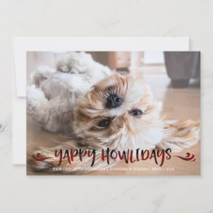 Hunde-Foto YAPPY HOWLIDAYS Roter und schwarzer Feiertagskarte