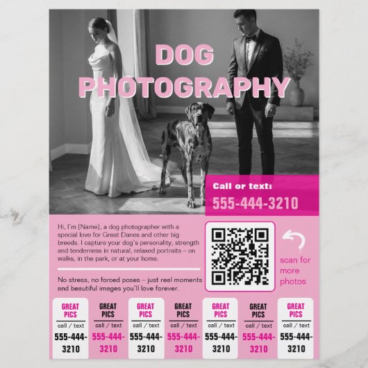 Hunde-Fotograf Flyer pink  (Vorne)