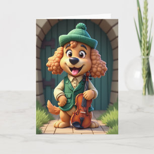 Hunde-Freudekarte mit Violine Karte