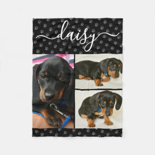 Hunde-Freund Foto-Collage Pfotenabdruck Fleecedecke