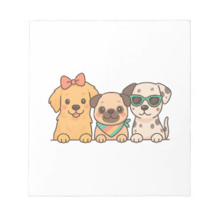 Hunde Freunde � Süßes Trio von Hunden im Pastell-S Notizblock
