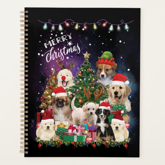 Hunde frohe Weihnachts-Lichtplaner Planer (Vorderseite)