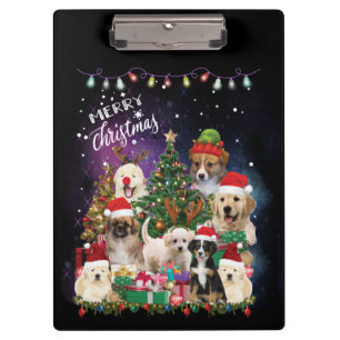 Hunde frohe Weihnachts-Light-Zwischenablage Klemmbrett