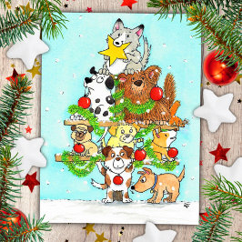 Hunde Frohe Weihnachts-Postkarte von Nicole Janes Postkarte