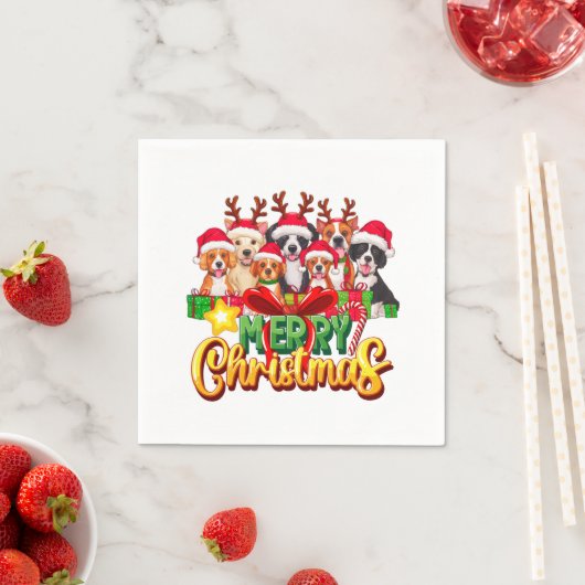 Hunde frohe Weihnachtsbaum Serviette (Beispiel)