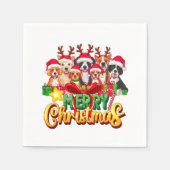Hunde frohe Weihnachtsbaum Serviette (Vorderseite)