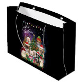 Hunde frohe Weihnachtslicht Große Geschenktüte (Rückseite Schrägansicht)