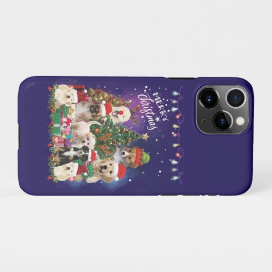 Hunde frohe Weihnachtslicht iPhone Hülle (Rückseite (Horizontal))