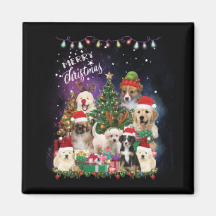 Hunde frohe Weihnachtslicht Magnet