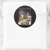 Hunde frohe Weihnachtslicht Runder Aufkleber (Tasche)