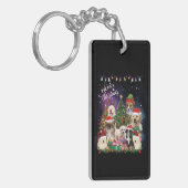 Hunde frohe Weihnachtslicht Schlüsselanhänger (Vorderseite links)