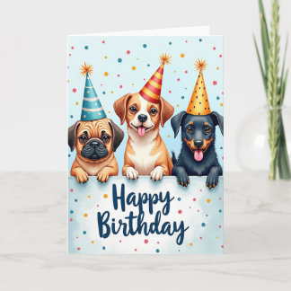Hunde-Geburtstagskarte mit Partyhüten Karte