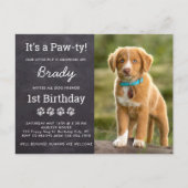 Hunde Geburtstagspartei Custom Foto Welpeneinladun Postkarte (Vorderseite)