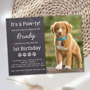 Hunde Geburtstagspartei Custom Foto Welpeneinladun Postkarte