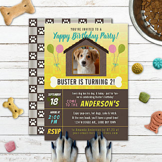Hunde Geburtstagsparty Hundenhaus und Paws Custom  Einladung