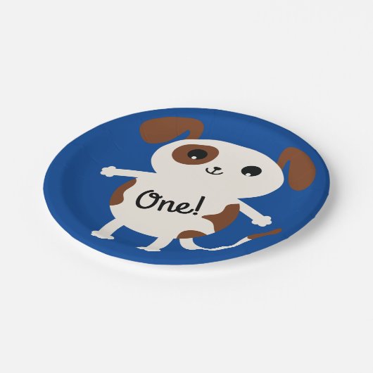 Hunde Geburtstagsparty Kinder Pappteller (Schrägansicht)