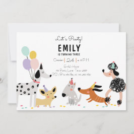 Hunde Geburtstagsparty Welpe Pawty Modern Girl Ein Einladung