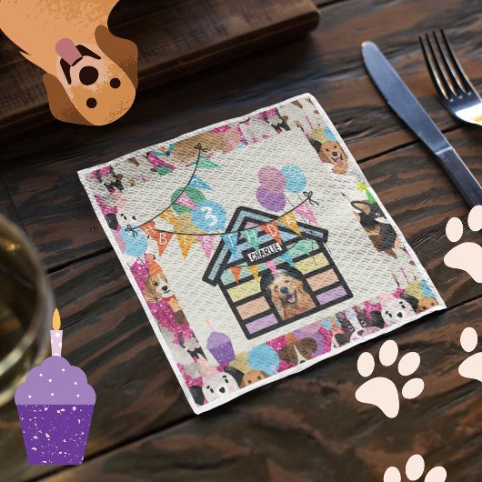 Hunde Geburtstagspartyware Serviette Hund b'day