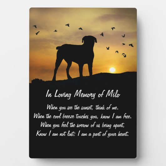 Hunde-Gedächtnisgedicht Fotoplatte (Vorderseite)