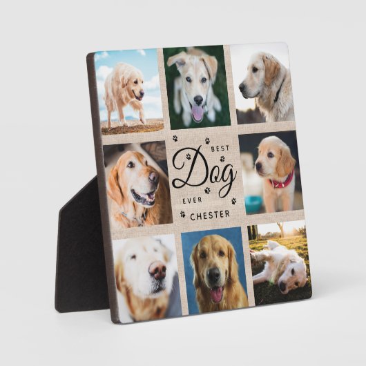 Hunde-Gedenkgeschenk Bester Hund je Rustikales Fot Fotoplatte (Vorderseite)