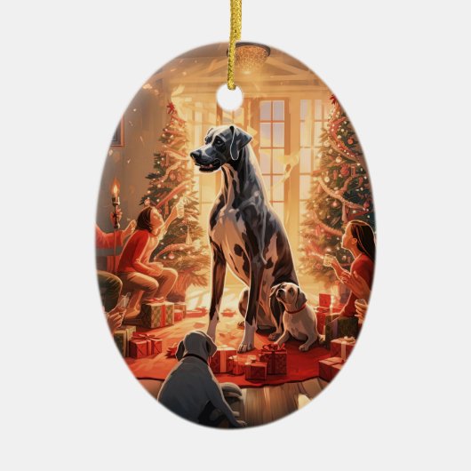 Hunde-Gedenkgeschenk, Geschenk für großartigen Dan Keramik Ornament (Vorne)