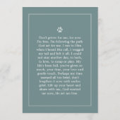 Hunde-Gedenkkarte-12x18 Aquamarin Gedicht nicht ab Programm (Rückseite)