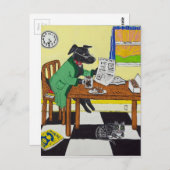 Hunde genießen Kaffee und Donuts Postkarte (Vorne/Hinten)