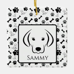 Hunde Geschenk Schwarz-Weiß-Ornament Keramikornament
