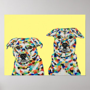 Hunde Geschwister Farbiges Poster