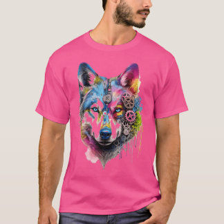 Hunde Gesicht Abstrakte Kunst Abstrakt Husky Farbe T-Shirt