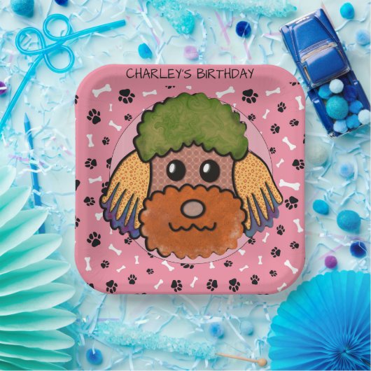 Hunde Gesicht Poodle Geburtstag Pappteller (Party)