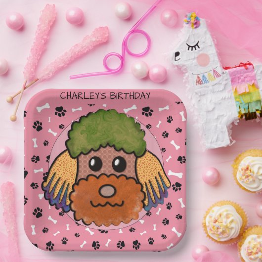 Hunde Gesicht Poodle Geburtstag Pappteller (Party)