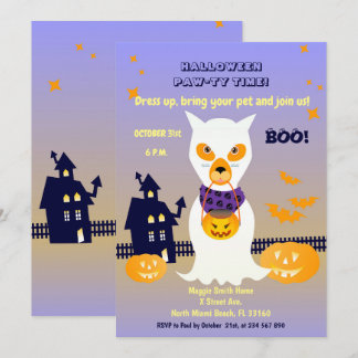 Hunde Ghost in Kostüm Halloween-Party Einladung