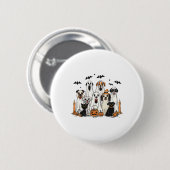 Hunde Ghost Niedlich Hund verkleidet als Ghost Fun Button (Vorne & Hinten)