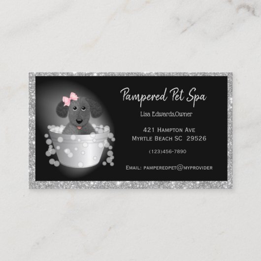 Hunde-Glitzer-Geschäft Terminkarte (Vorderseite)