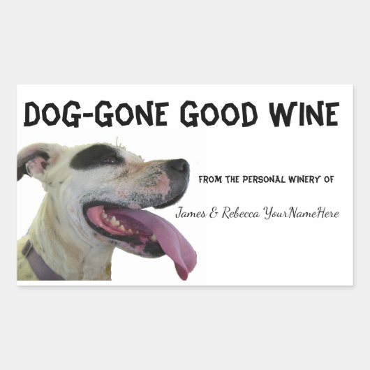 Hunde Gone Personalisiert Wine Labels Spaß Rechteckiger Aufkleber (Vorderseite)