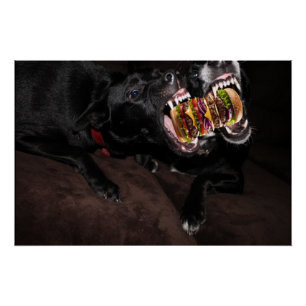 Hunde greifen einen riesigen Burger an. Poster