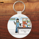 Hunde Groomer - Cartoon Schlüsselanhänger (Vorderseite)