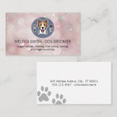 Hunde-Groomer-Logo | Bokeh Sparkle Background Visitenkarte (Vorne/Hinten)
