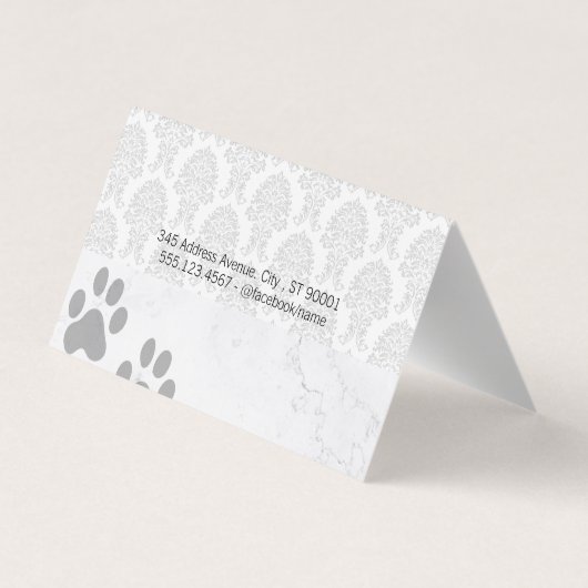 Hunde-Groomer-Logo | Damask Muster Visitenkarten (Rückseite)
