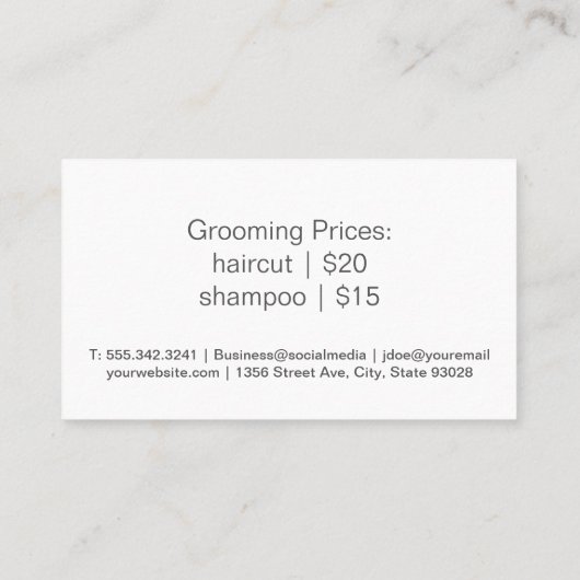 Hunde-Groomer-Logo | Salon Scissors Visitenkarte (Rückseite)