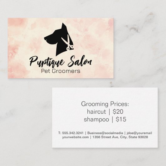 Hunde-Groomer-Logo | Salon Scissors Visitenkarte (Vorne/Hinten)
