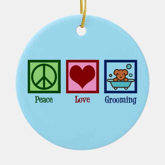 Hunde Groomer Peace Liebe Pet Grooming Keramik Ornament (Vorne)
