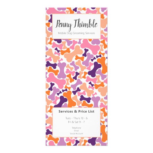 Hunde Grooming, Doggie Bone Groomer Services Werbekarte (Vorne)